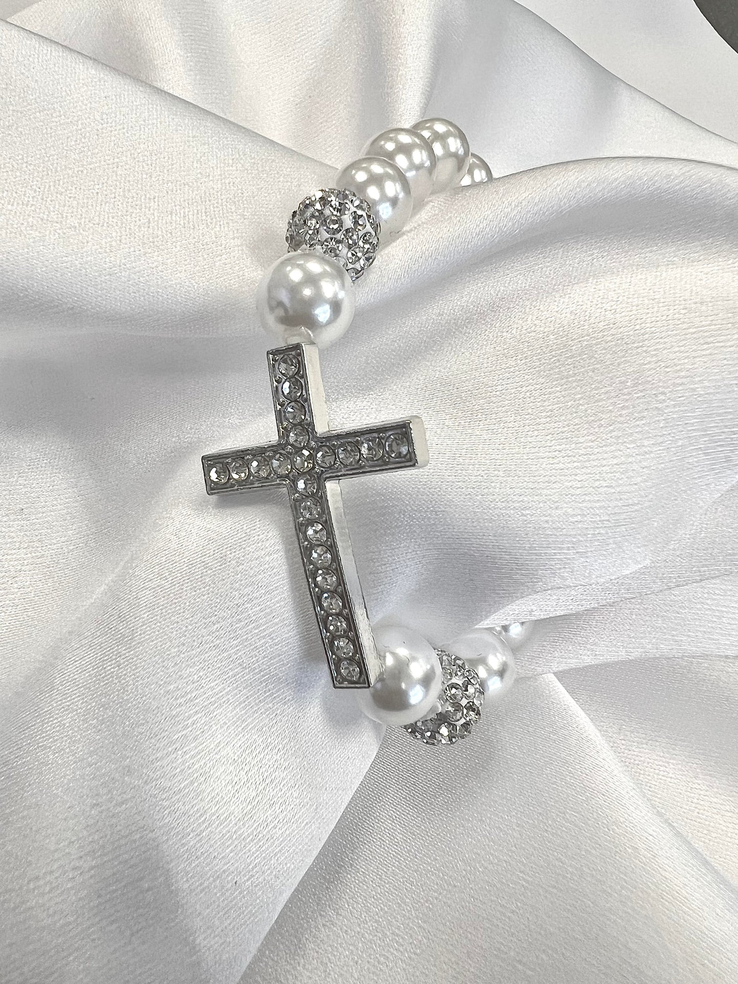 "Mary" Pearl Cross Bracelet