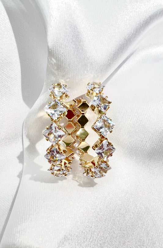 “Clarissa” Diamond Design Gem Earrings